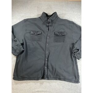 Society of One Mens 3XL Black French Terry Button Down Shirt Jacket Cotton 1954